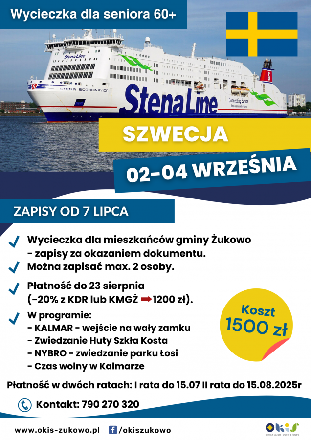 Wycieczka dla Seniorów 60+ do Szwecji!