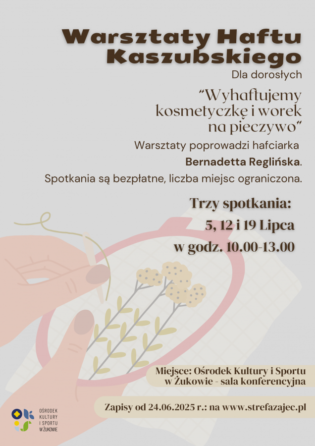Zapisz się na bezpłatne warsztaty Haftu Kaszubskiego dla dorosłych!