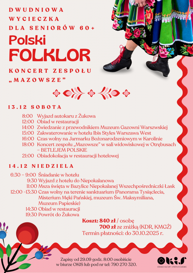 Polski folklor - wycieczka dla seniorów 60+