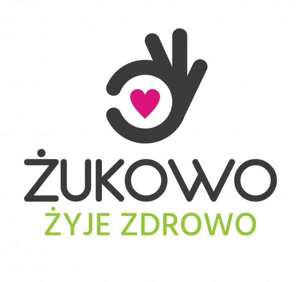 grafika przedstawia logo projektu żyję zdrowo w gminie żukowo. wewnątrz dwóch 