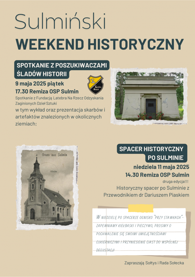 Sołtys i Rada Sołecka Sulmina zapraszają na II Sulmiński Weekend Historyczny