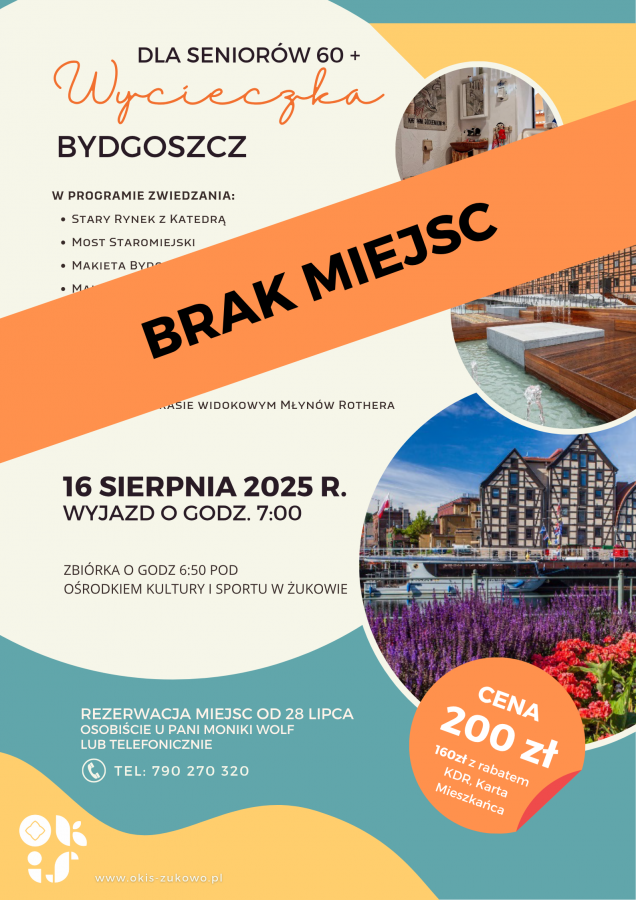 Wycieczka do Bydgoszczy dla seniorów 60+