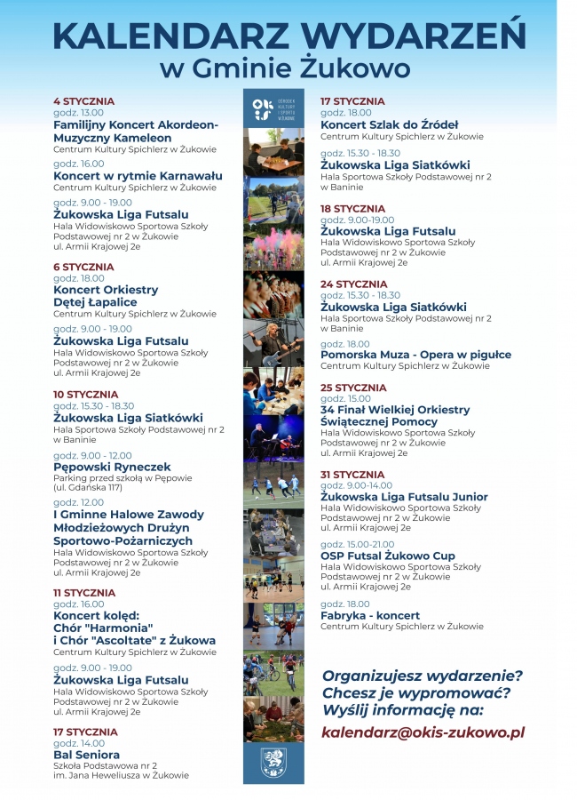 Kalendarz wydarzeń gminy na styczeń