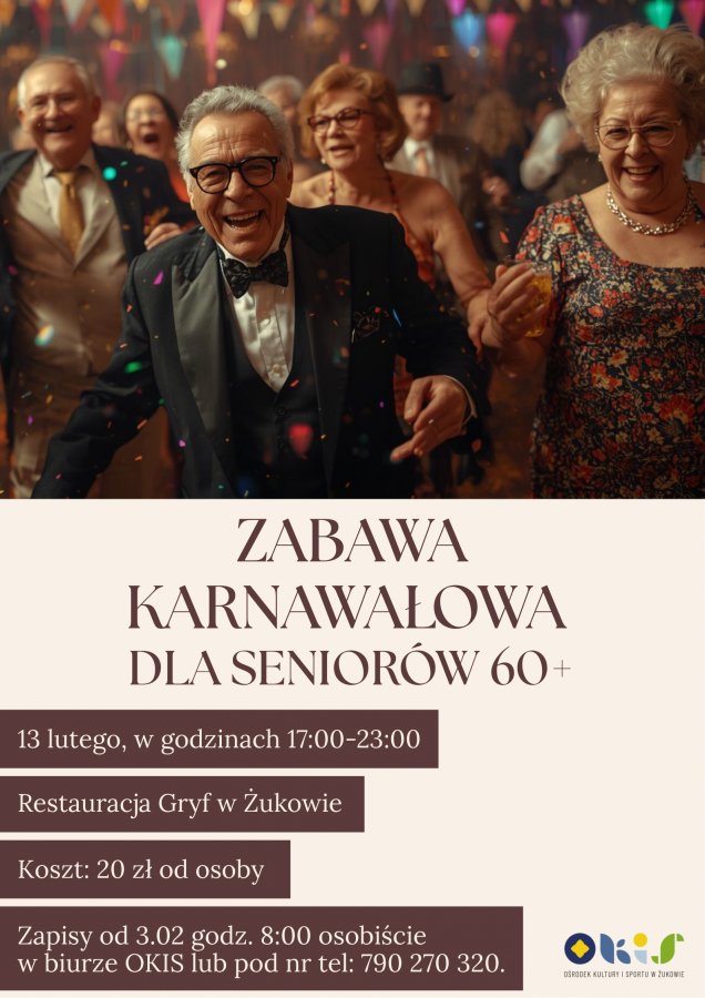 Zabawa karnawałowa dla seniorów 60+