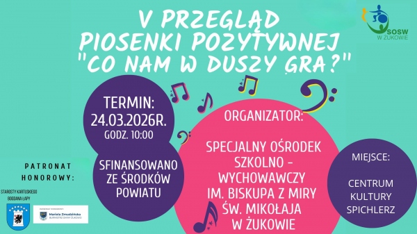 V PRZEGLĄD PIOSENKI POZYTYWNEJ "CO NAM W DUSZY GRA?"